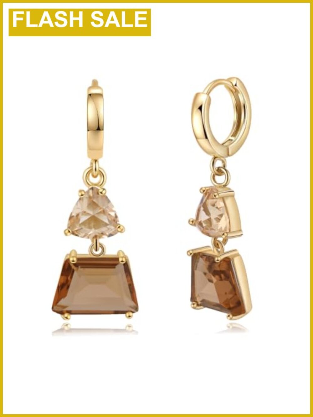 14K Gold Plated Huggie Hoop Crystal Drop Dangle Earrings
